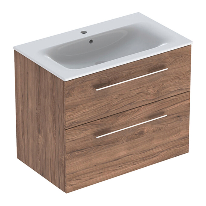 Тумба с умывальником Geberit Selnova Square 501.242.00.1 (80 см, темный орех, подвесная), Доступные размеры: 80, Цвет производителя: темный орех, фото 
