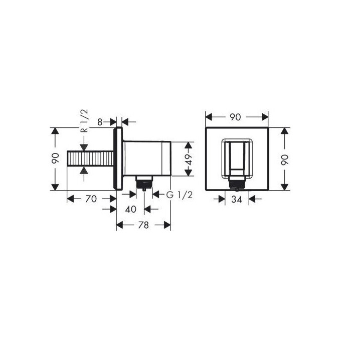 Подключение для душевого шланга Hansgrohe Fixfit Porter Square Chrome 26889000 (с держателем), Цвет производителя: хром, фото 4