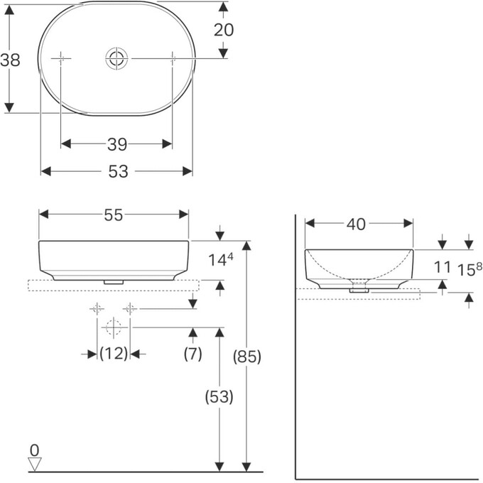 Умивальник Geberit VariForm 500.774.01.2 (55x40 см), фото , изображение 2