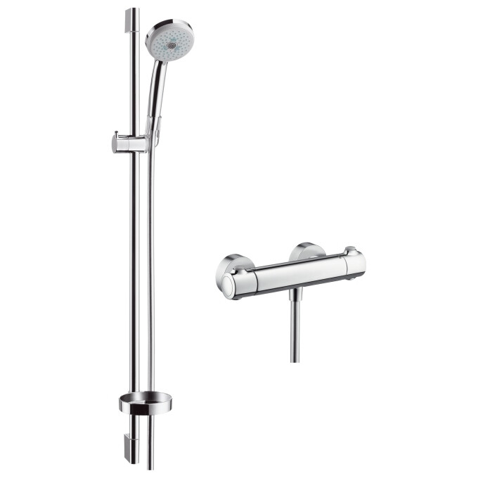 Змішувач для душу з термостатом Hansgrohe Croma 100 Multi 27085000 (з душовим гарнітуром), фото 