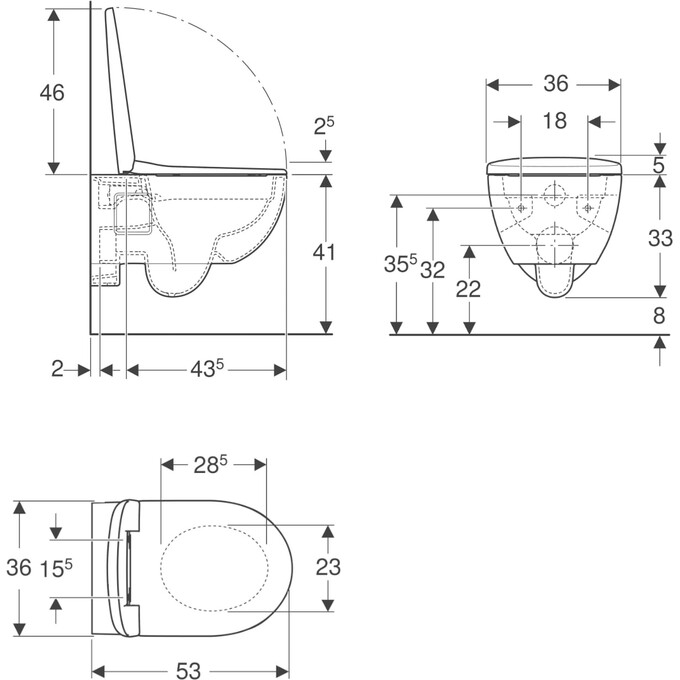 Безобідковий підвісний унітаз Geberit Selnova 501.750.00.1 (з сидінням), фото , изображение 3