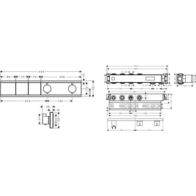 Змішувач прихованого монтажу для душу із термостатом Hansgrohe RainSelect Chrome 15380000+15310180 (внутрішня частина в комплекті), фото , изображение 2