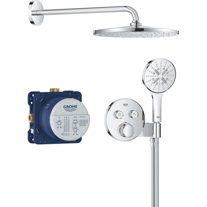 Душова система з термостатом Grohe Grohtherm SmartControl Rainshower 310 Mono Chrome 34866000 (прихованого монтажу), фото 