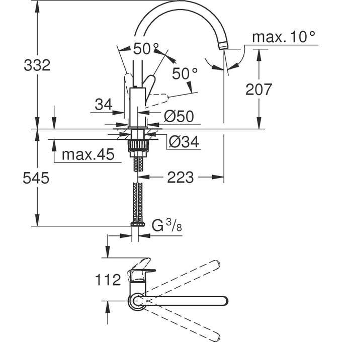 Змішувач для кухні Grohe Start Curve Chrome 31554001, фото , изображение 4