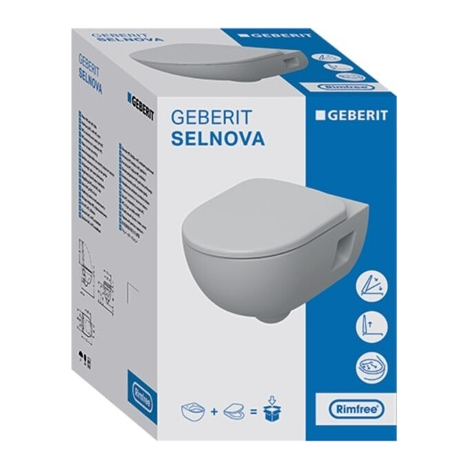 Безобідковий підвісний унітаз Geberit Selnova 501.750.00.1 (з сидінням), фото , изображение 2