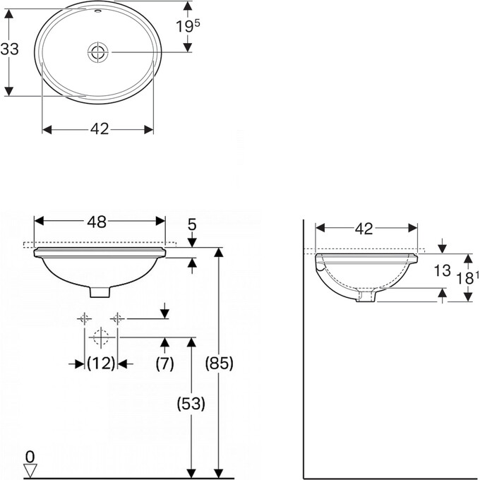 Умивальник Geberit VariForm 500.749.01.2 (48x42 см, під стільницю), фото , изображение 2