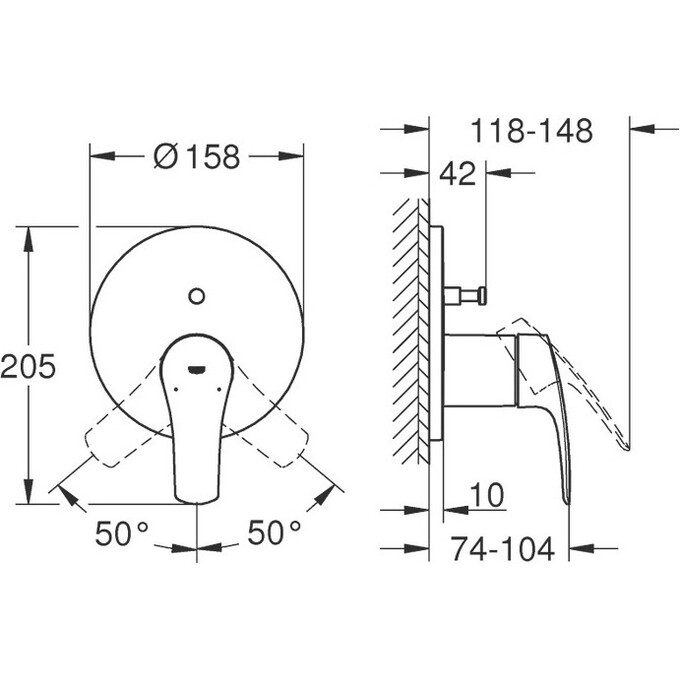 Зовнішня частина змішувача прихованого монтажу для ванни Grohe Eurosmart Chrome 24043003, фото , изображение 5