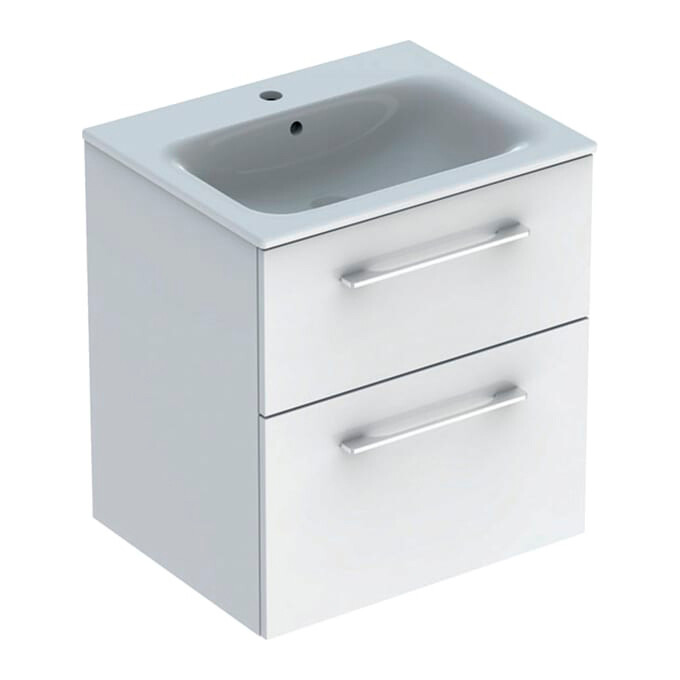 Тумба с умывальником Geberit Selnova Square 501.236.00.1 (60 см, белая глянцевая, подвесная), Доступные размеры: 60, Цвет производителя: белый глянец, фото 