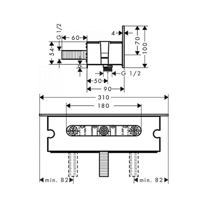 Подключение для душевого шланга Hansgrohe Fixfit Porter 300 Chrome 26456000 (с полочкой и держателем), фото 4