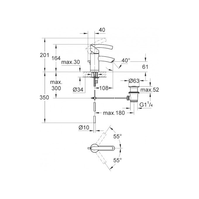 Змішувач для умивальника Grohe Tenso Chrome 33347000 (з донним клапаном), фото , изображение 2