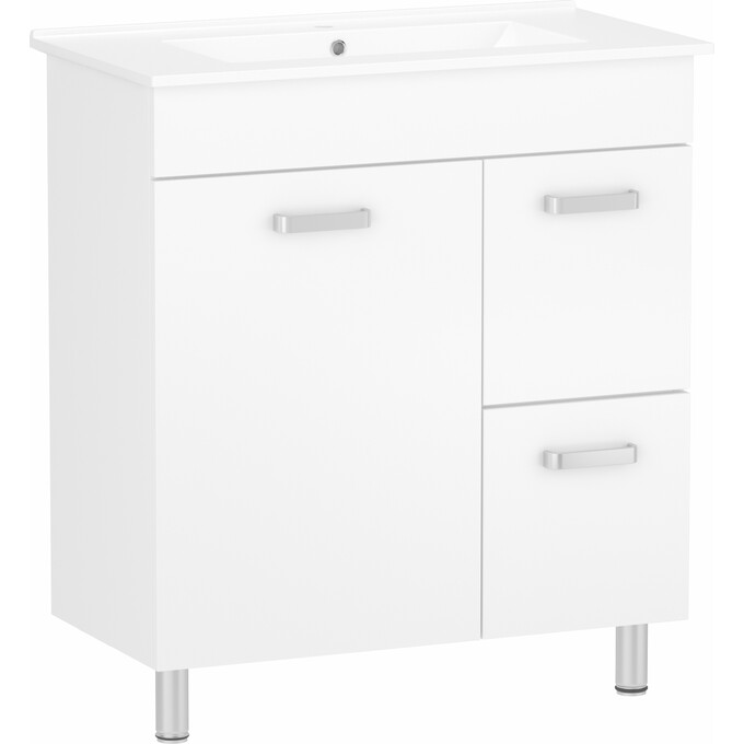 Тумба RJ Fly-L с умывальником RJ Jenor RJFU086-4160WHSET (RJFU086-4160WH+RZJ610, 61 см, белая глянцевая, напольная), фото 