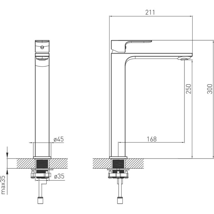 Смеситель для умывальника Volle Leon Chrome 1511.010201 (высокий), фото 3
