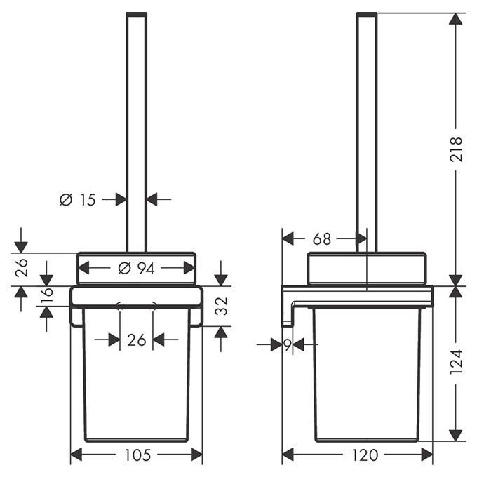 Ёршик для унитаза Hansgrohe Addstoris Chrome 41752000 (настенный), Цвет производителя: хром, фото 2