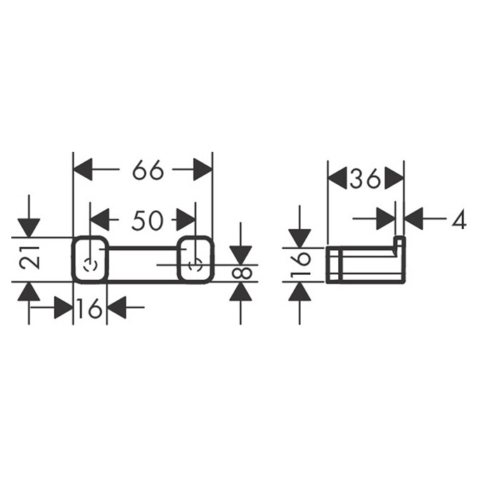 Крючок для ванной Hansgrohe Addstoris White Matt 41755700 (белый матовый, двойной), Цвет производителя: белый матовый, фото 2