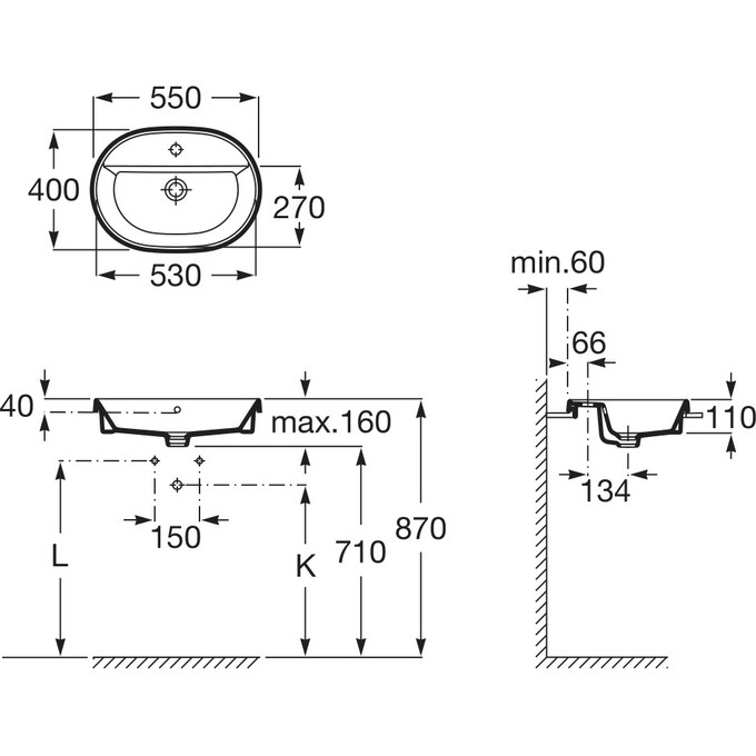Умывальник Roca Gap A3270Y6000 (55x40 см), Доступные размеры: 55 x 40, Цвет производителя: белый глянец, фото 2