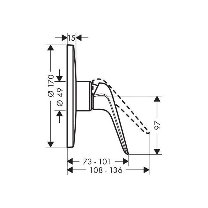 Внешняя часть смесителя скрытого монтажа для душа Hansgrohe Novus 71067000, фото 2