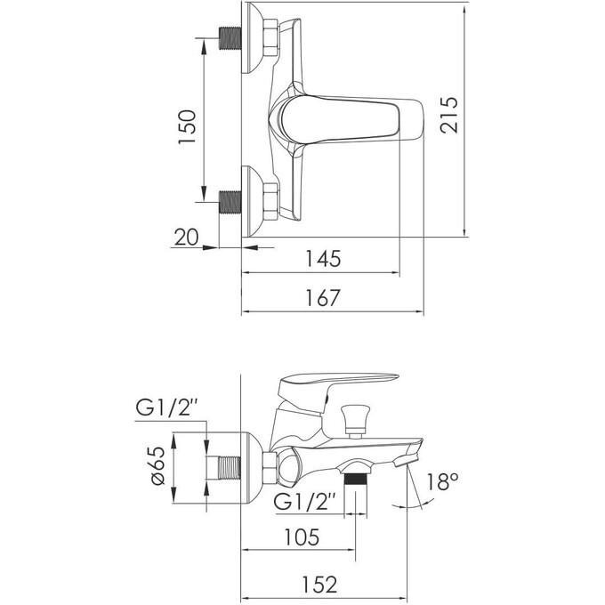 Смеситель для ванны Volle Dios Chrome 1536.030101, фото 3