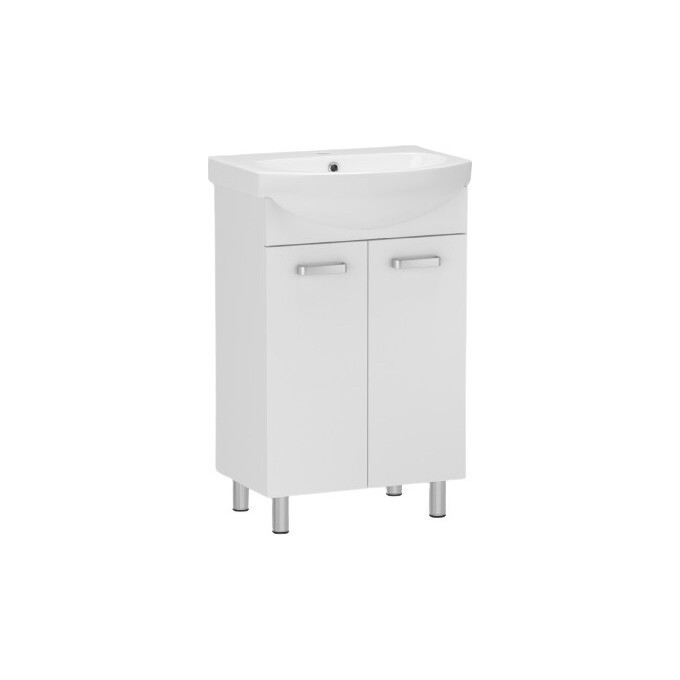 Тумба RJ Soft-L с умывальником Kolo Freja RJFU023-0155WHSET (RJFU023-0155WH + L71955000, 55 см, белая глянцевая, напольная), Доступные размеры: 55, Цвет производителя: белый глянец, фото 