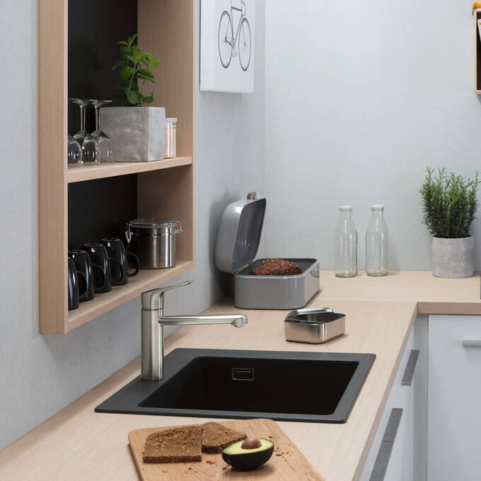 Мойка для кухни Hansgrohe S51 Graphiteblack 43312170 (S510-F450, 55x50 см, черный графит), Доступные размеры: 55 x 50, Цвет производителя: черный графит, фото 2