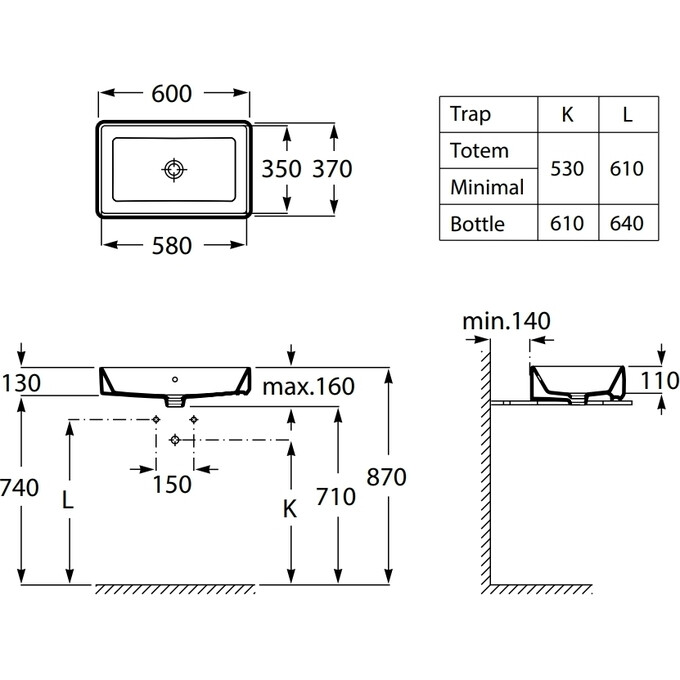 Умывальник Roca Gap A3270Y2000 (60x37 см), фото 2
