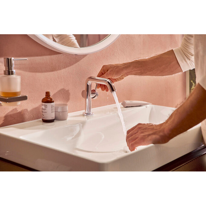 Смеситель для умывальника Hansgrohe Tecturis S Chrome 73320000 (с донным клапаном), Цвет производителя: хром, фото 2