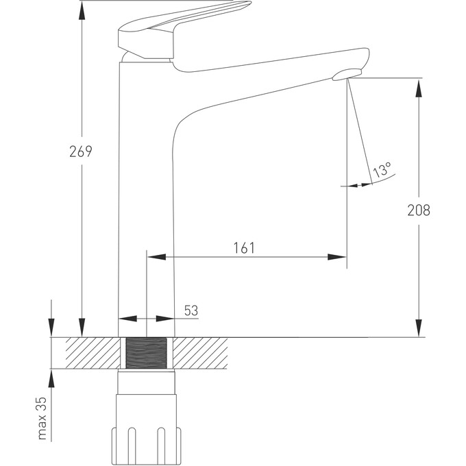Змішувач для умивальника Volle Dios Chrome 1536.010201 (високий), фото , изображение 3