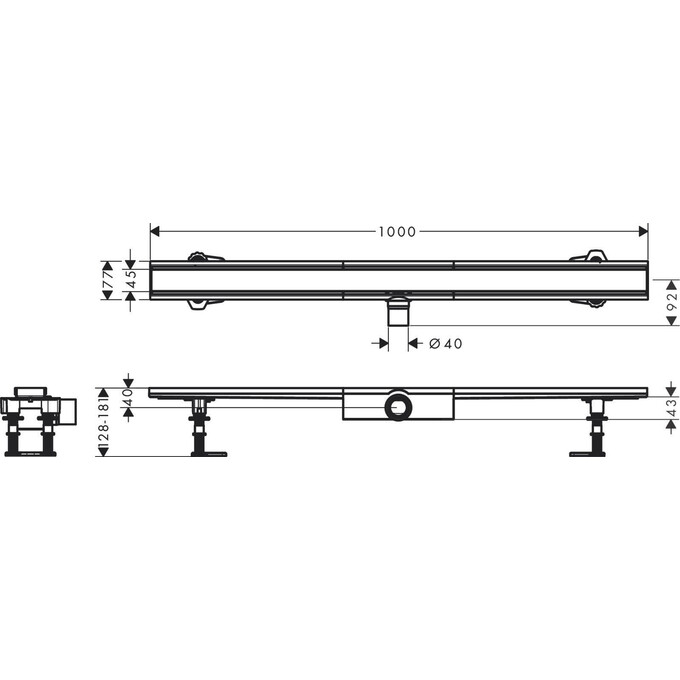 Душевой трап Hansgrohe Raindrain Compact Stainless steel 56170800 (100 см, нержавейка), фото 2