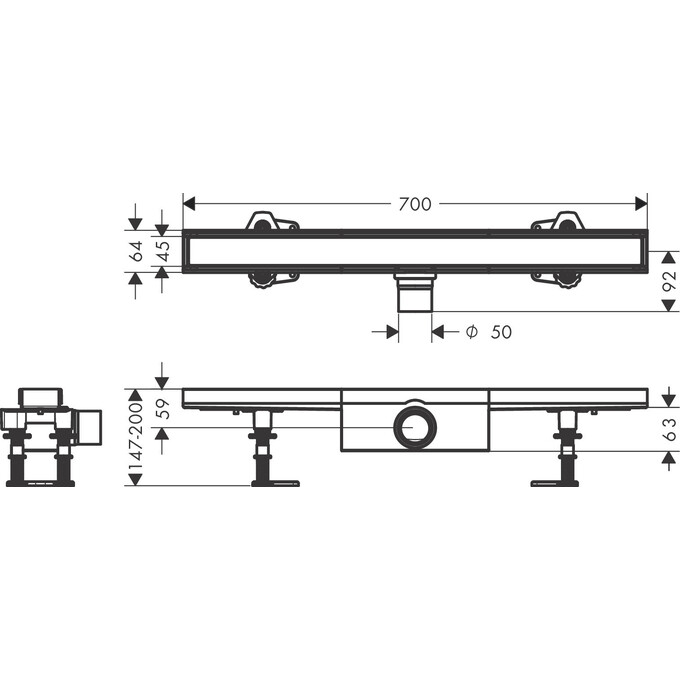 Душевой трап Hansgrohe Raindrain Compact Stainless steel 56177000 (70 см, нержавейка), фото 2
