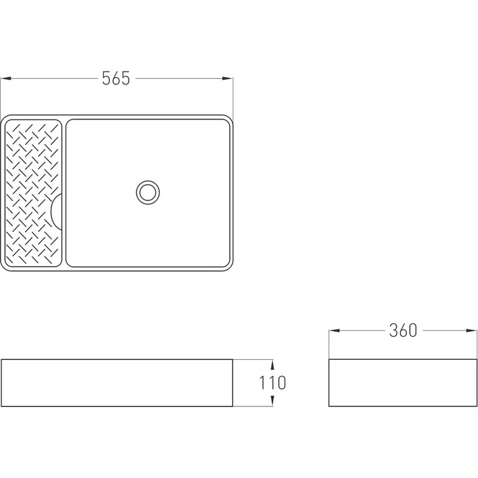 Умивальник Volle Dios 4 1301.634800 (56x36 см, з крилом), фото , изображение 3