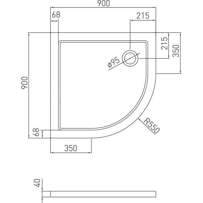 Душовий піддон Volle Benita 1017.073090 (90x90 см), фото , изображение 3