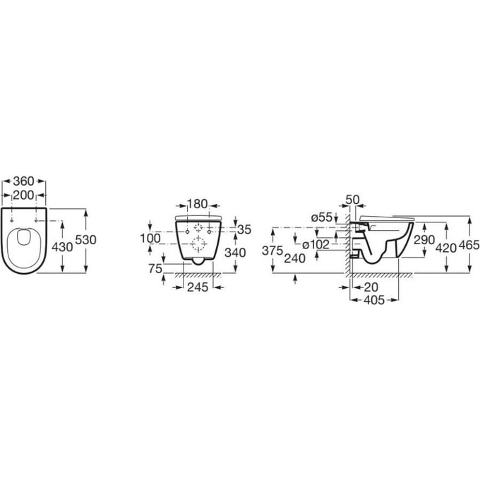 Безобідковий підвісний унітаз Roca Ona A34H688000 (з сидінням), фото , изображение 3