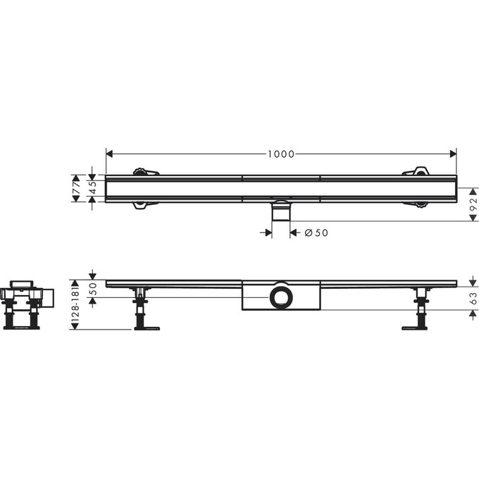 Душевой трап Hansgrohe Raindrain Compact Stainless steel 56182800 (100 см, нержавейка), фото 2