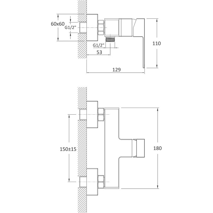 Змішувач для душу RJ Rod Chrome RBZ091-5 (з лійкою та шлангом), фото , изображение 2