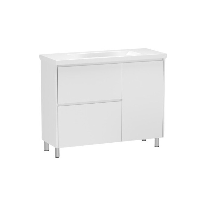 Тумба RJ Forma-XO з умивальником Cersanit Como RJFU013-01100WHSET (RJFU013-01100WH+K32-016-EX, 100 см, біла глянсова, підлогова), Доступні розміри: 100, Колір виробника: білий глянець, фото 