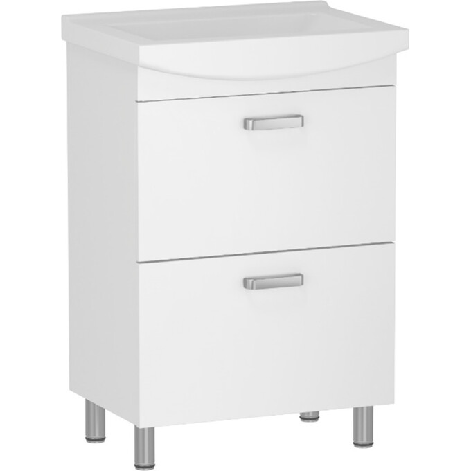 Тумба RJ Fortuna-L з умивальником Cersanit Cersania RJFU016-0160WHSET (RJFU016-0160WH + K11-0167, 60 см, біла глянсова, підлогова), Доступні розміри: 60, Колір виробника: білий глянець, фото 