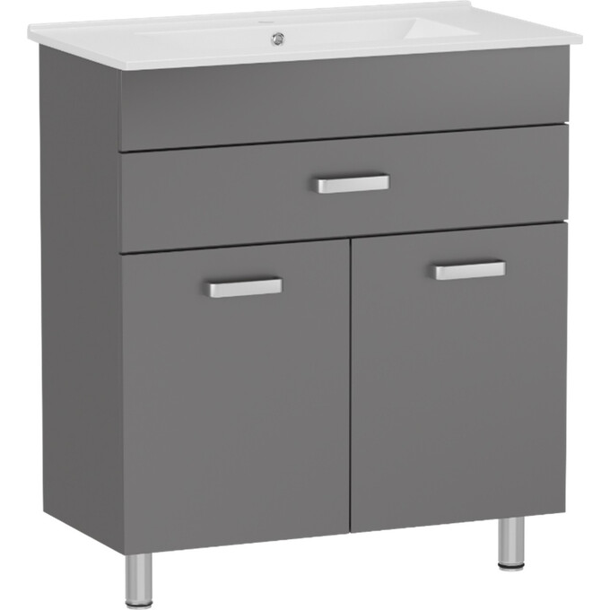 Тумба RJ Velum-L с умывальником RJ Jenor RJFU037-4160GRSET (RJFU037-4160GR+RZJ610, 60 см, серая, напольная), Доступные размеры: 60, Цвет производителя: серый, фото 