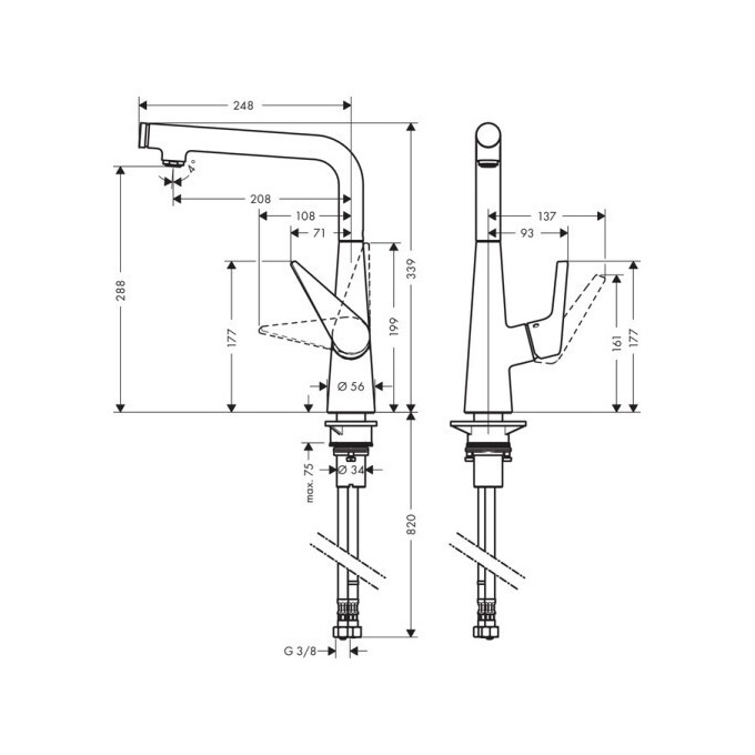 Смеситель для кухни Hansgrohe Talis Select M51 Stainless Steel Finish 72820800 (сталь), Цвет производителя: сталь, фото 5