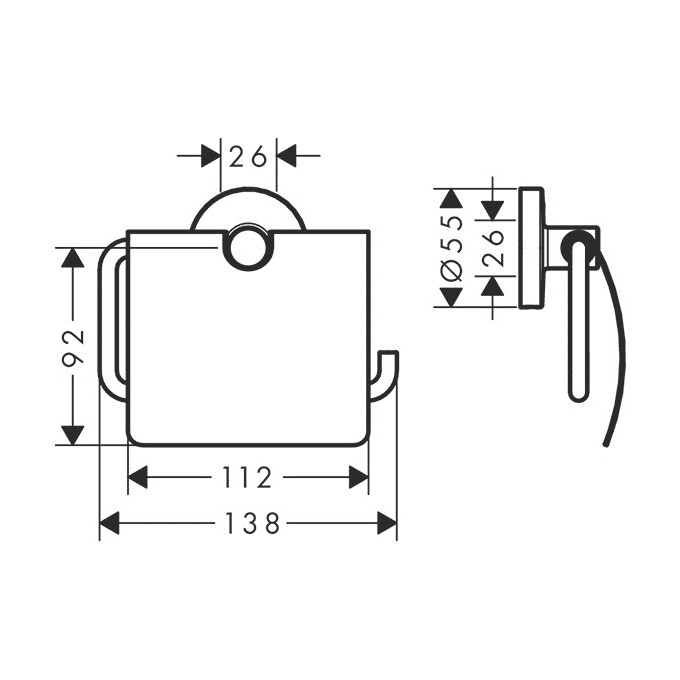 Держатель для туалетной бумаги Hansgrohe Logis Chrome 41723000 (с крышкой), фото 2