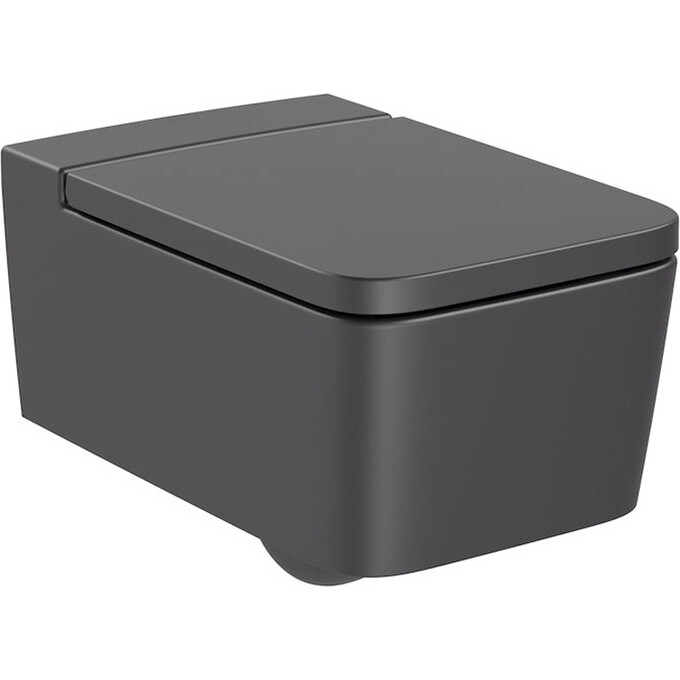 Безободковый подвесной унитаз Roca Inspira Square A346537640 (оникс, без сидения), Цвет производителя: оникс, фото 