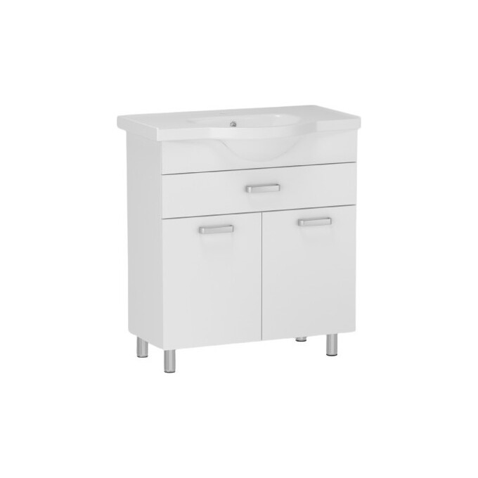 Тумба RJ Iris-L з умивальником RJ Lotus RJFU047-0165WHSET (RJFU047-0165WH + RZJ201, 65 см, біла глянсова, підлогова), Доступні розміри: 65, Колір виробника: білий глянець, фото 