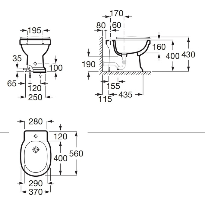 Биде напольное Roca Carmen A3570A4000, фото 3