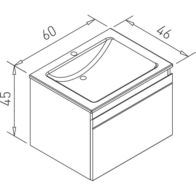Тумба з умивальником Volle Classic Neo 1943.326007 (60 см, біла глянсова/дерево, підвісна), фото , изображение 4