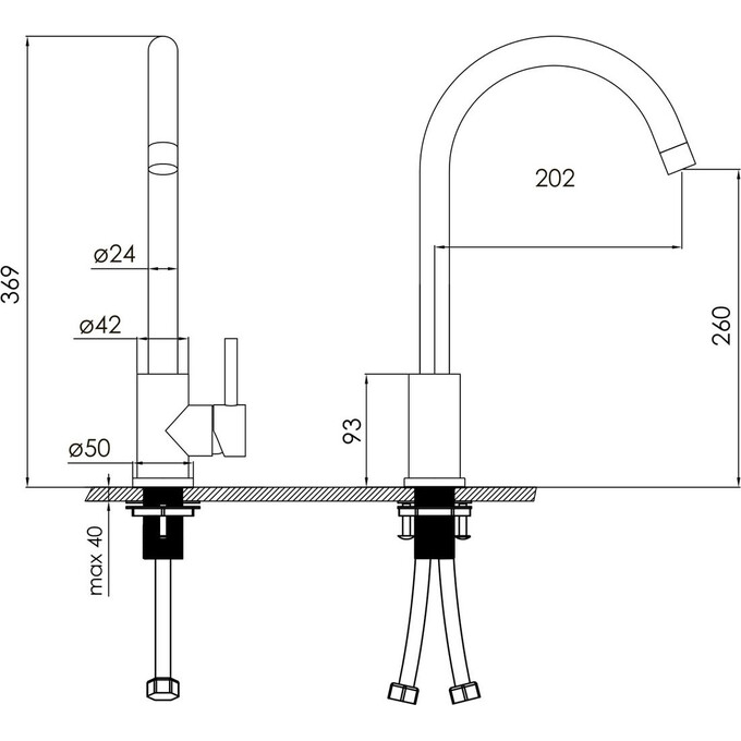 Смеситель для кухни Volle Cruze Chrome 1547.110101, Цвет производителя: хром, фото 2