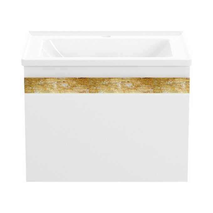 Тумба з умивальником Volle Classic Neo 1943.326007 (60 см, біла глянсова/дерево, підвісна), фото , изображение 2