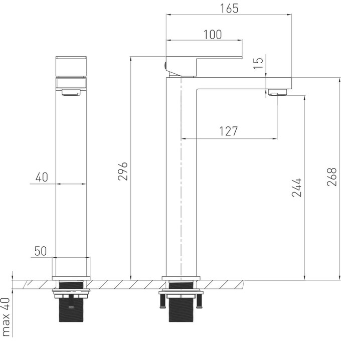 Смеситель для умывальника Volle Pardo Black Matt 1548.010204 (черный матовый, высокий), Цвет производителя: черный матовый, фото 2