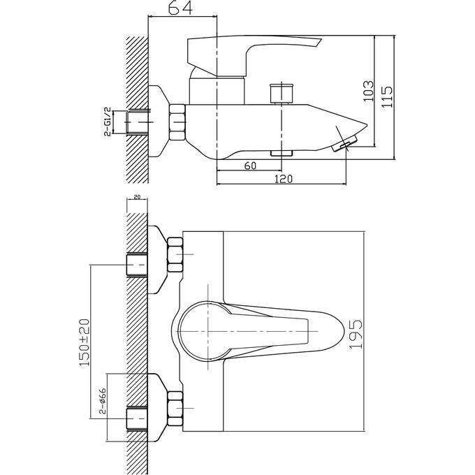 Набор смесителей для ванны Imprese Horak SET20230909 (10170+T-15084), фото 3