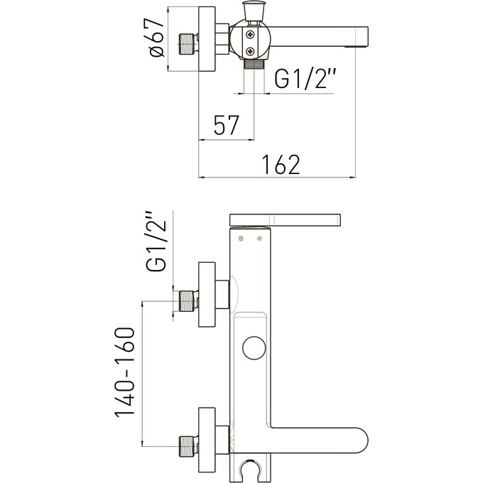 Смеситель для ванны Volle Mora Black Matt/Gold 1537.030126 (черный матовый/золотой), Цвет производителя: черный матовый, золото, фото 3