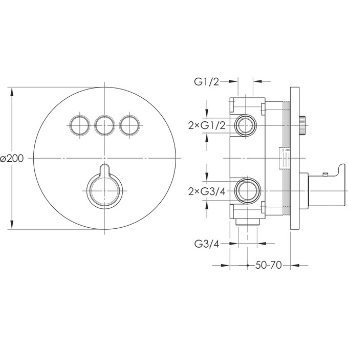Смеситель скрытого монтажа для ванны с термостатом Imprese Smart Click Chrome ZMK101901233 (внутренняя часть в комплекте), Цвет производителя: хром, фото 2