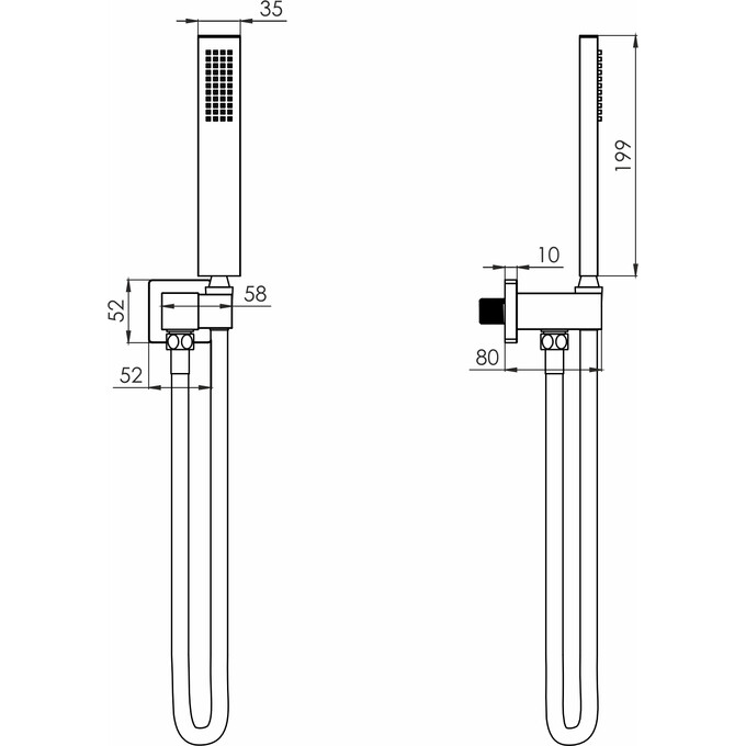 Лійка для душу Volle Cascada B65 Nickel 1586.170102 (нікель, однорежимна, зі шлангом та тримачем), Колір виробника: нікель, фото , изображение 2