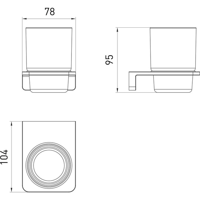 Стакан для зубных щеток Volle Solo Black Matt 2510.220104 (черный матовый, настенный), Цвет производителя: черный матовый, фото 2